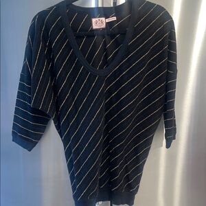 Juicy Couture Black and Gold Striped Sweatshirt
